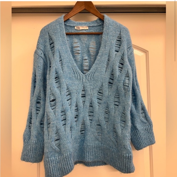 Zara Oversized Distressed Knit Sweater - Picture 4 of 9